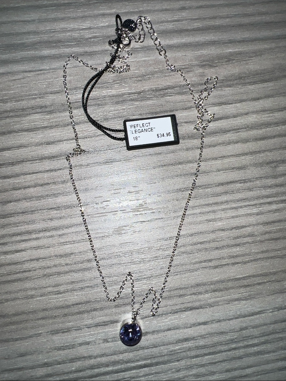 Reflect Elegance Silver Necklace with Purple Crystal Pendant
